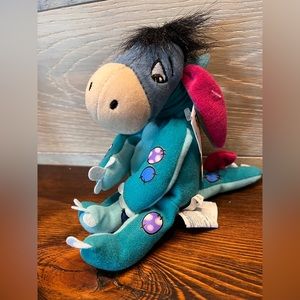 Disney Winnie‎ The Pooh Dinosaur Eeyore  9" Bean Bag Plush With Tags